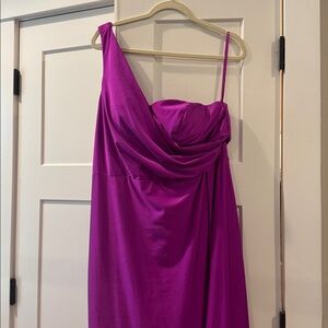 Elegant One Shoulder Pink Dress